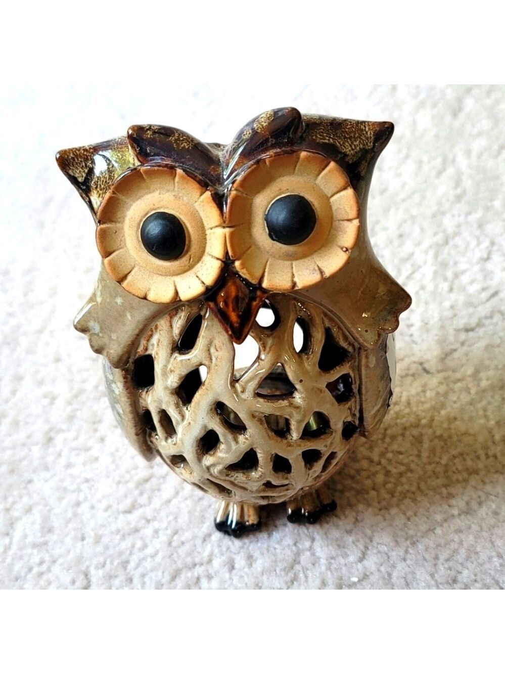 Ceramic Owl Lantern, Tealight Holder or Decoration